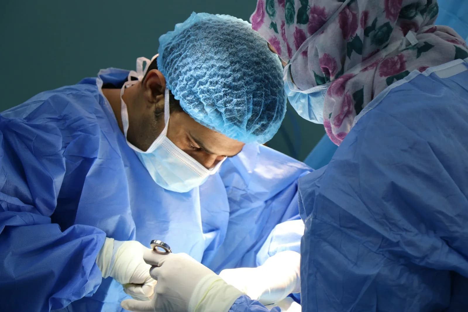Surgeons in an operating theatre